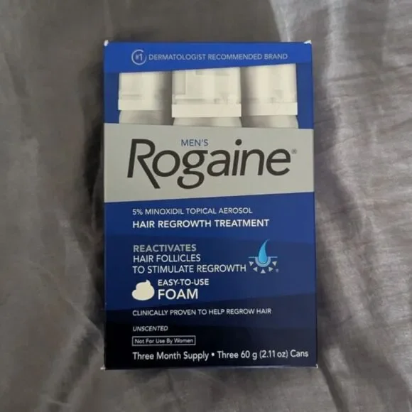 Rogaine Minoxidil Unscented Men's Hair Regrowth Foam, 3 MONTH Supply Unopened - Picture 1 of 5